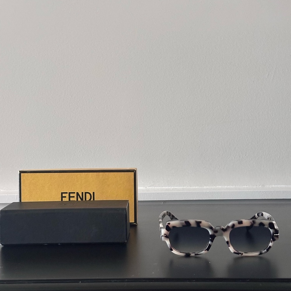 Fendi Black and White Angular Sunglasses